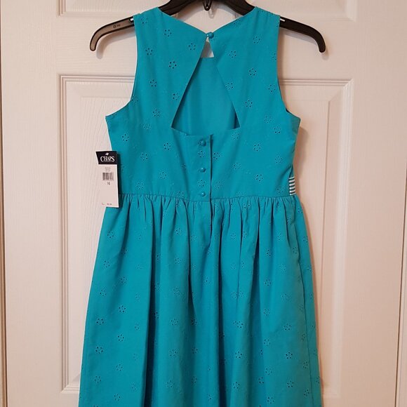NWT Chaps Ralph Lauren Girls Summer Dress ~ Turquoise ~ Sz. 14 ~ New with Tags ~ - Picture 4 of 4